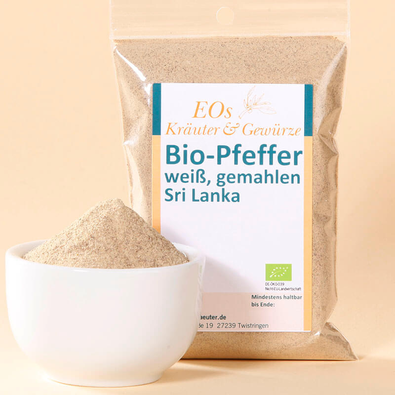 Bio-Pfeffer, wei, gemahlen